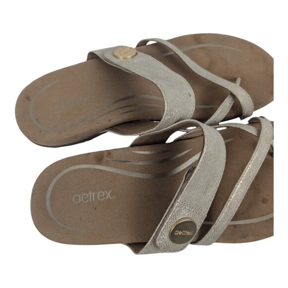 Aetrex Womens Izzy Sparkle Gold Slide Sandals Shoes 9 Medium (B,M) BHFO 4727 - Picture 3 of 6